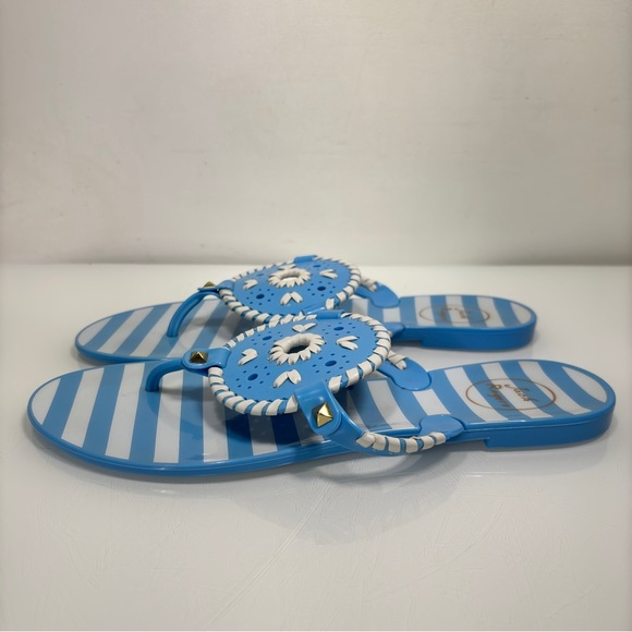 Jack Rogers French Blue & White Striped Georgica Jelly Sandal Flip Flops Size 9 - Picture 11 of 11